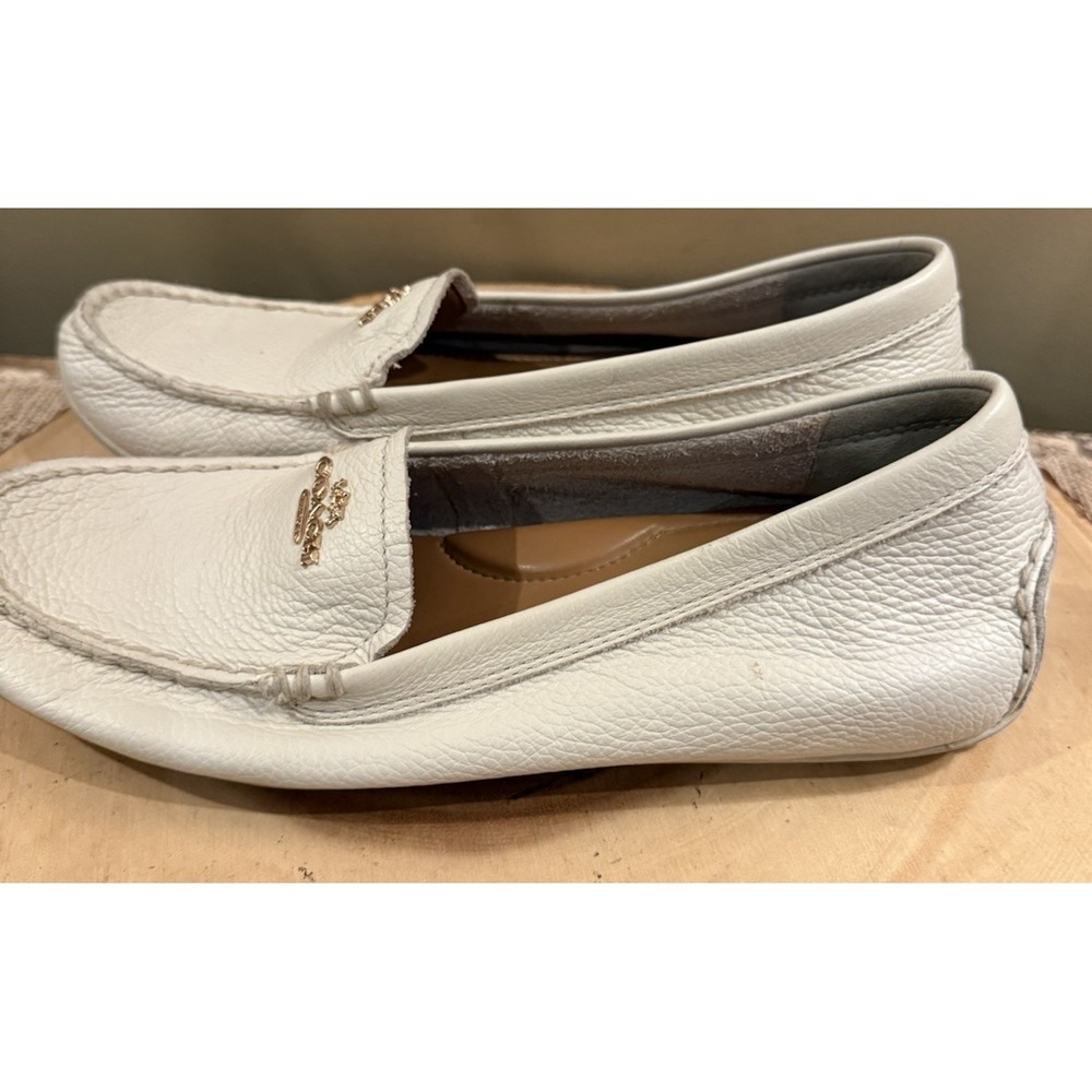 Coach Mary Lock Up Driving Mocs Shoe Loafer White Bone 8.5‎ B Slip-On Leather